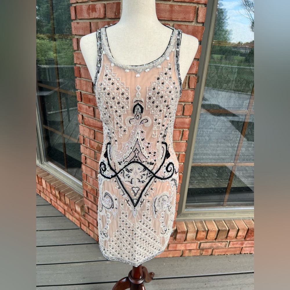 Tracy Reese 100% Silk Beaded Evening Dress - sz 8